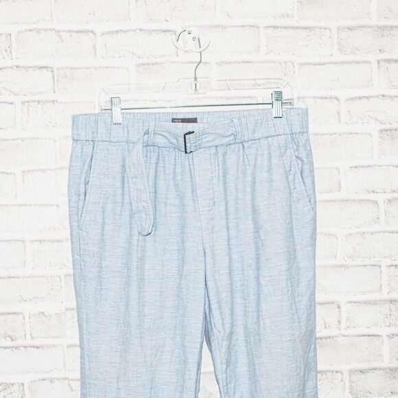 VINCE Large Light Blue Belted Casual Pants Soft Cotton - Picture 5 of 11
